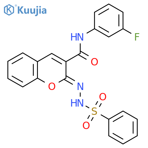 (2Z)-2-(benzenesulfonamidoimino)-N-(3-fluorophenyl)-2H-chromene-3-carboxamide structure