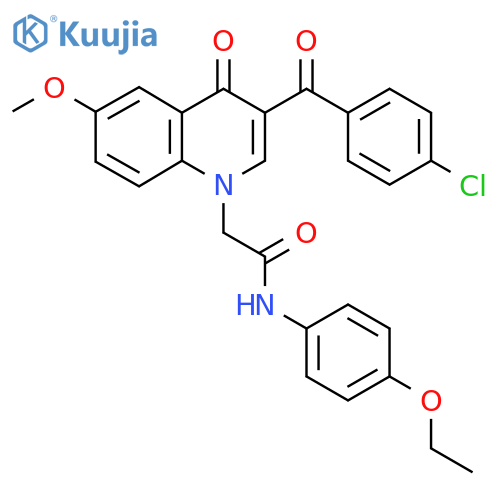 2-3-(4-chlorobenzoyl)-6-methoxy-4-oxo-1,4-dihydroquinolin-1-yl-N-(4-ethoxyphenyl)acetamide structure
