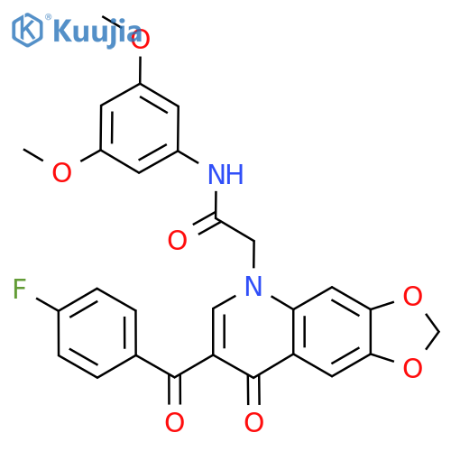 N-(3,5-dimethoxyphenyl)-2-7-(4-fluorobenzoyl)-8-oxo-2H,5H,8H-1,3dioxolo4,5-gquinolin-5-ylacetamide structure