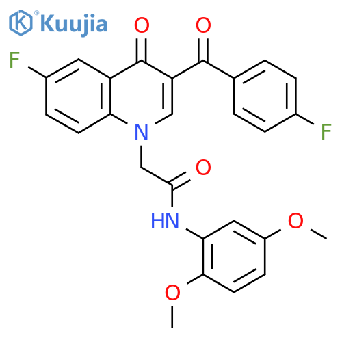 N-(2,5-dimethoxyphenyl)-2-6-fluoro-3-(4-fluorobenzoyl)-4-oxo-1,4-dihydroquinolin-1-ylacetamide structure