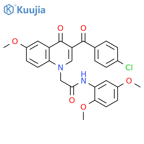2-3-(4-chlorobenzoyl)-6-methoxy-4-oxo-1,4-dihydroquinolin-1-yl-N-(2,5-dimethoxyphenyl)acetamide structure