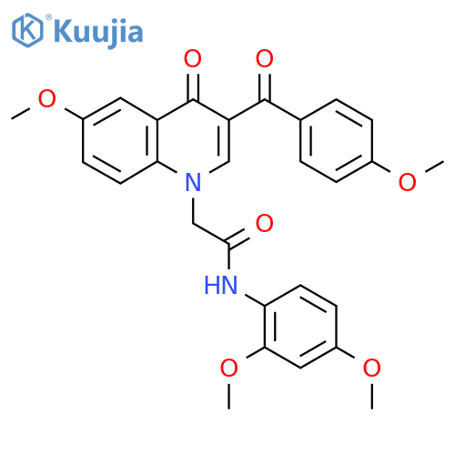N-(2,4-dimethoxyphenyl)-2-6-methoxy-3-(4-methoxybenzoyl)-4-oxo-1,4-dihydroquinolin-1-ylacetamide structure