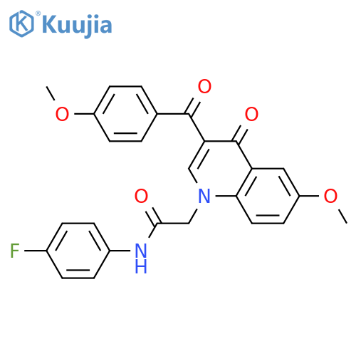 N-(4-fluorophenyl)-2-6-methoxy-3-(4-methoxybenzoyl)-4-oxo-1,4-dihydroquinolin-1-ylacetamide structure