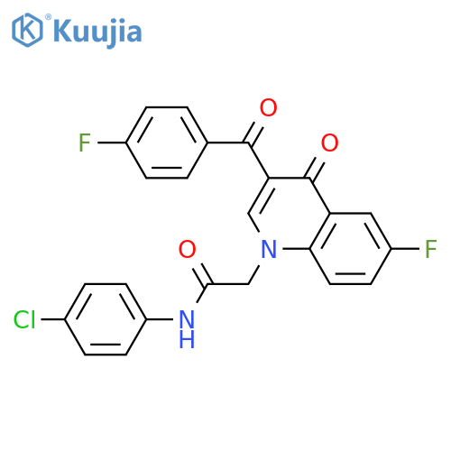 N-(4-chlorophenyl)-2-6-fluoro-3-(4-fluorobenzoyl)-4-oxo-1,4-dihydroquinolin-1-ylacetamide structure