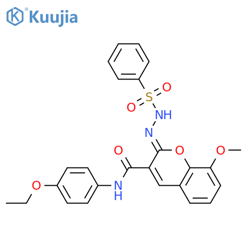 (2Z)-2-(benzenesulfonamidoimino)-N-(4-ethoxyphenyl)-8-methoxy-2H-chromene-3-carboxamide structure