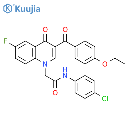 N-(4-chlorophenyl)-2-3-(4-ethoxybenzoyl)-6-fluoro-4-oxo-1,4-dihydroquinolin-1-ylacetamide structure