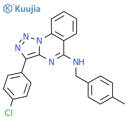 3-(4-chlorophenyl)-N-(4-methylphenyl)methyl-1,2,3triazolo1,5-aquinazolin-5-amine structure