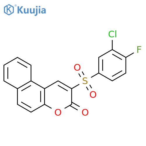 2-(3-chloro-4-fluorobenzenesulfonyl)-3H-benzofchromen-3-one structure