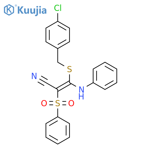 (2E)-2-(benzenesulfonyl)-3-{(4-chlorophenyl)methylsulfanyl}-3-(phenylamino)prop-2-enenitrile structure
