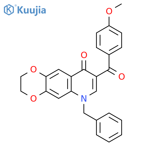 6-benzyl-8-(4-methoxybenzoyl)-2H,3H,6H,9H-1,4dioxino2,3-gquinolin-9-one structure