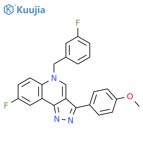 8-fluoro-5-(3-fluorophenyl)methyl-3-(4-methoxyphenyl)-5H-pyrazolo4,3-cquinoline structure