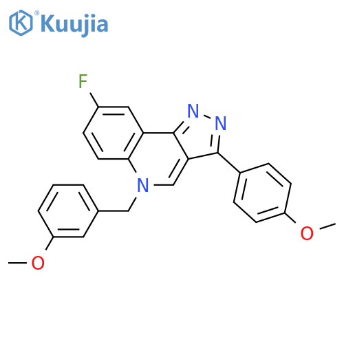 8-fluoro-3-(4-methoxyphenyl)-5-(3-methoxyphenyl)methyl-5H-pyrazolo4,3-cquinoline structure