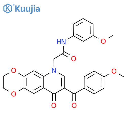 2-8-(4-methoxybenzoyl)-9-oxo-2H,3H,6H,9H-1,4dioxino2,3-gquinolin-6-yl-N-(3-methoxyphenyl)acetamide structure