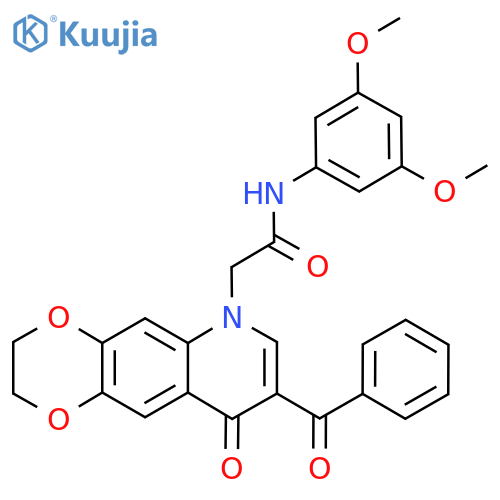 2-{8-benzoyl-9-oxo-2H,3H,6H,9H-1,4dioxino2,3-gquinolin-6-yl}-N-(3,5-dimethoxyphenyl)acetamide structure