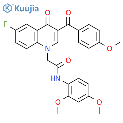 N-(2,4-dimethoxyphenyl)-2-6-fluoro-3-(4-methoxybenzoyl)-4-oxo-1,4-dihydroquinolin-1-ylacetamide structure