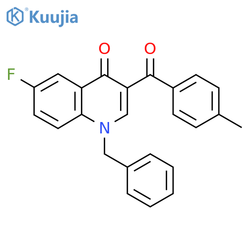 1-benzyl-6-fluoro-3-(4-methylbenzoyl)-1,4-dihydroquinolin-4-one structure