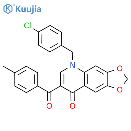 5-(4-chlorophenyl)methyl-7-(4-methylbenzoyl)-2H,5H,8H-1,3dioxolo4,5-gquinolin-8-one structure