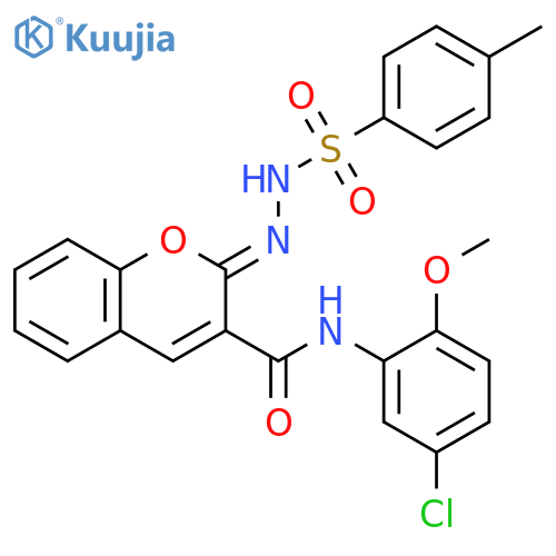 (2Z)-N-(5-chloro-2-methoxyphenyl)-2-(4-methylbenzenesulfonamido)imino-2H-chromene-3-carboxamide structure