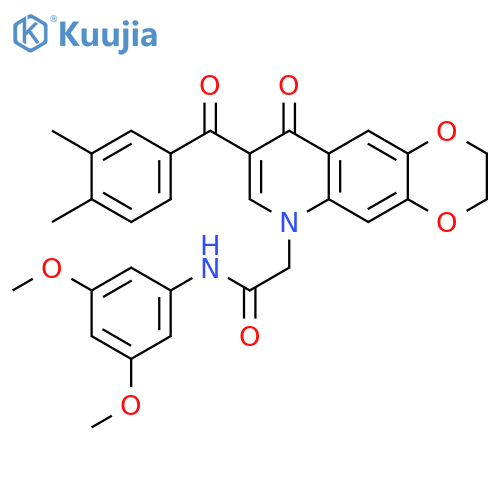 N-(3,5-dimethoxyphenyl)-2-8-(3,4-dimethylbenzoyl)-9-oxo-2H,3H,6H,9H-1,4dioxino2,3-gquinolin-6-ylacetamide structure