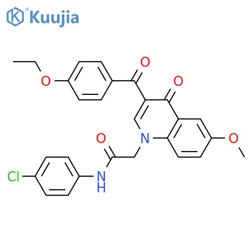 N-(4-chlorophenyl)-2-3-(4-ethoxybenzoyl)-6-methoxy-4-oxo-1,4-dihydroquinolin-1-ylacetamide structure