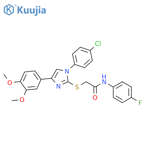 2-{1-(4-chlorophenyl)-4-(3,4-dimethoxyphenyl)-1H-imidazol-2-ylsulfanyl}-N-(4-fluorophenyl)acetamide structure
