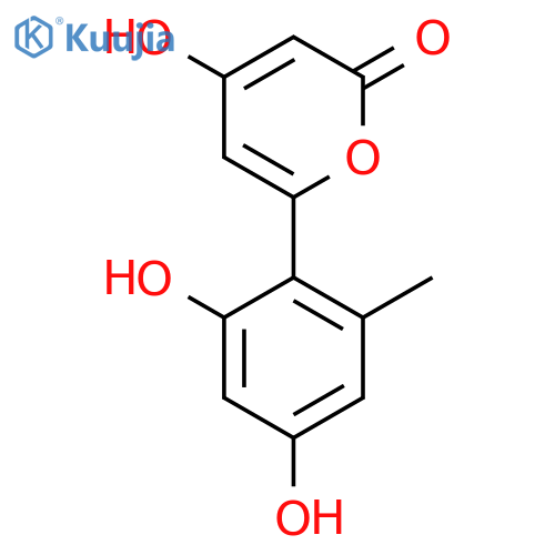 2H-Pyran-2-one, 6-(2,4-dihydroxy-6-methylphenyl)-4-hydroxy- structure