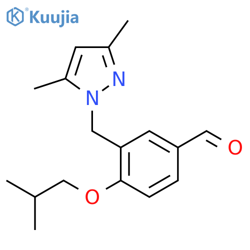 BENZALDEHYDE, 3-[(3,5-DIMETHYL-1H-PYRAZOL-1-YL)METHYL]-4-(2-METHYLPROPOXY)- structure