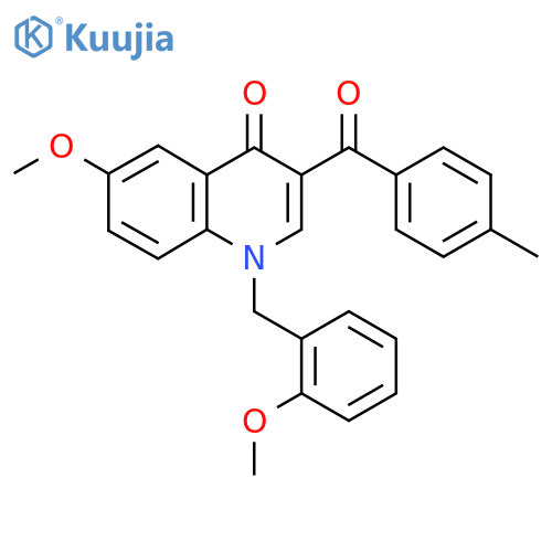 6-methoxy-1-(2-methoxyphenyl)methyl-3-(4-methylbenzoyl)-1,4-dihydroquinolin-4-one structure