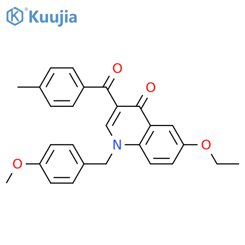 6-ethoxy-1-(4-methoxyphenyl)methyl-3-(4-methylbenzoyl)-1,4-dihydroquinolin-4-one structure