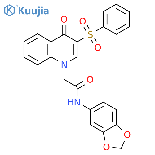 2-3-(benzenesulfonyl)-4-oxo-1,4-dihydroquinolin-1-yl-N-(2H-1,3-benzodioxol-5-yl)acetamide structure