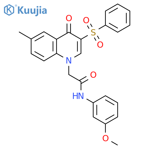 2-3-(benzenesulfonyl)-6-methyl-4-oxo-1,4-dihydroquinolin-1-yl-N-(3-methoxyphenyl)acetamide structure