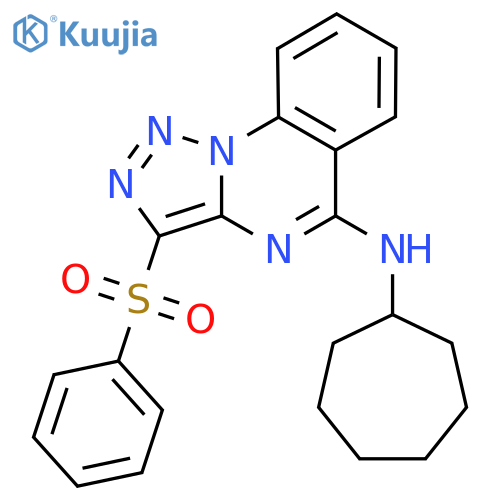 3-(benzenesulfonyl)-N-cycloheptyl-1,2,3triazolo1,5-aquinazolin-5-amine structure
