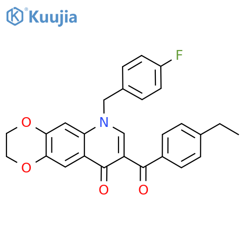 8-(4-ethylbenzoyl)-6-(4-fluorophenyl)methyl-2H,3H,6H,9H-1,4dioxino2,3-gquinolin-9-one structure