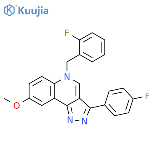 3-(4-fluorophenyl)-5-(2-fluorophenyl)methyl-8-methoxy-5H-pyrazolo4,3-cquinoline structure