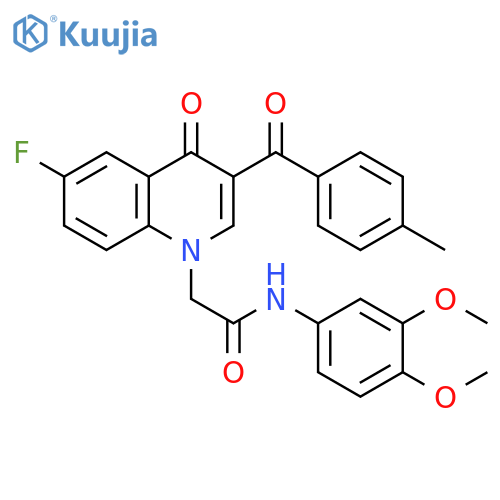 N-(3,4-dimethoxyphenyl)-2-6-fluoro-3-(4-methylbenzoyl)-4-oxo-1,4-dihydroquinolin-1-ylacetamide structure
