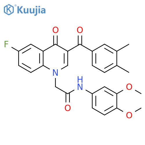 N-(3,4-dimethoxyphenyl)-2-3-(3,4-dimethylbenzoyl)-6-fluoro-4-oxo-1,4-dihydroquinolin-1-ylacetamide structure