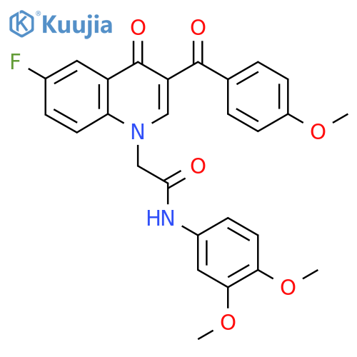 N-(3,4-dimethoxyphenyl)-2-6-fluoro-3-(4-methoxybenzoyl)-4-oxo-1,4-dihydroquinolin-1-ylacetamide structure