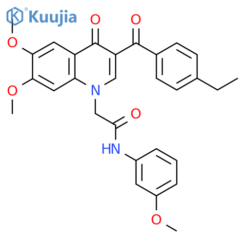 2-3-(4-ethylbenzoyl)-6,7-dimethoxy-4-oxo-1,4-dihydroquinolin-1-yl-N-(3-methoxyphenyl)acetamide structure