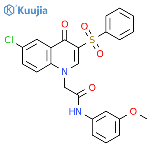 2-3-(benzenesulfonyl)-6-chloro-4-oxo-1,4-dihydroquinolin-1-yl-N-(3-methoxyphenyl)acetamide structure