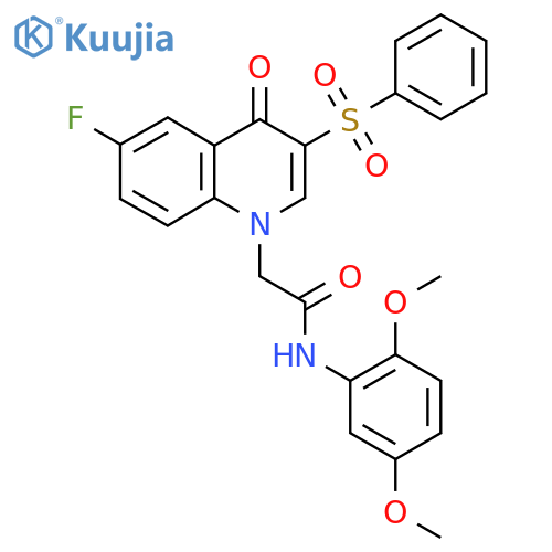 2-3-(benzenesulfonyl)-6-fluoro-4-oxo-1,4-dihydroquinolin-1-yl-N-(2,5-dimethoxyphenyl)acetamide structure