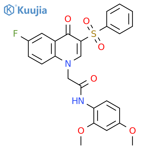 2-3-(benzenesulfonyl)-6-fluoro-4-oxo-1,4-dihydroquinolin-1-yl-N-(2,4-dimethoxyphenyl)acetamide structure