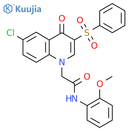 2-3-(benzenesulfonyl)-6-chloro-4-oxo-1,4-dihydroquinolin-1-yl-N-(2-methoxyphenyl)acetamide structure