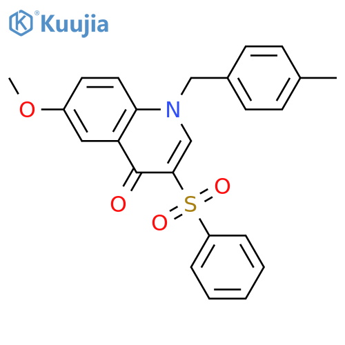 3-(benzenesulfonyl)-6-methoxy-1-(4-methylphenyl)methyl-1,4-dihydroquinolin-4-one structure