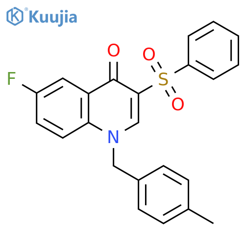 3-(benzenesulfonyl)-6-fluoro-1-(4-methylphenyl)methyl-1,4-dihydroquinolin-4-one structure