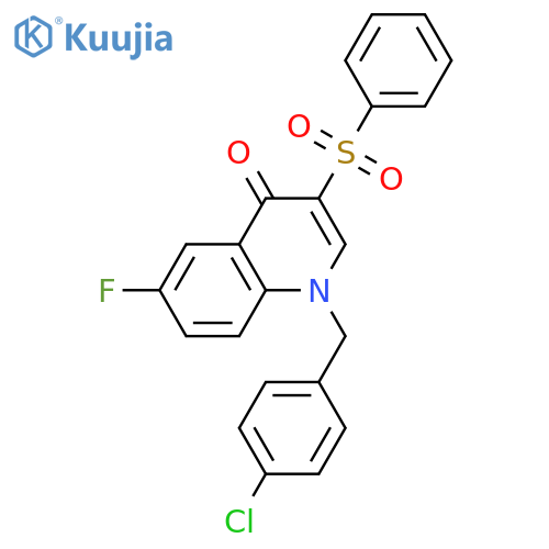 3-(benzenesulfonyl)-1-(4-chlorophenyl)methyl-6-fluoro-1,4-dihydroquinolin-4-one structure
