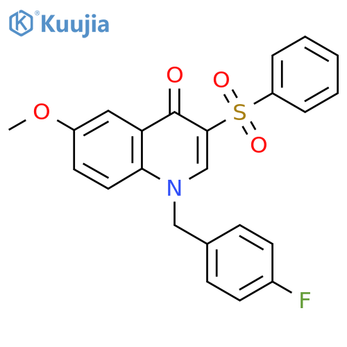 3-(benzenesulfonyl)-1-(4-fluorophenyl)methyl-6-methoxy-1,4-dihydroquinolin-4-one structure