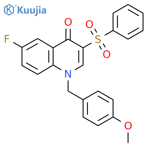 3-(benzenesulfonyl)-6-fluoro-1-(4-methoxyphenyl)methyl-1,4-dihydroquinolin-4-one structure