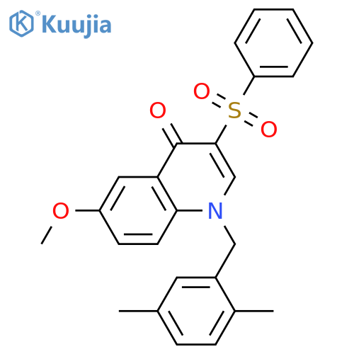 3-(benzenesulfonyl)-1-(2,5-dimethylphenyl)methyl-6-methoxy-1,4-dihydroquinolin-4-one structure