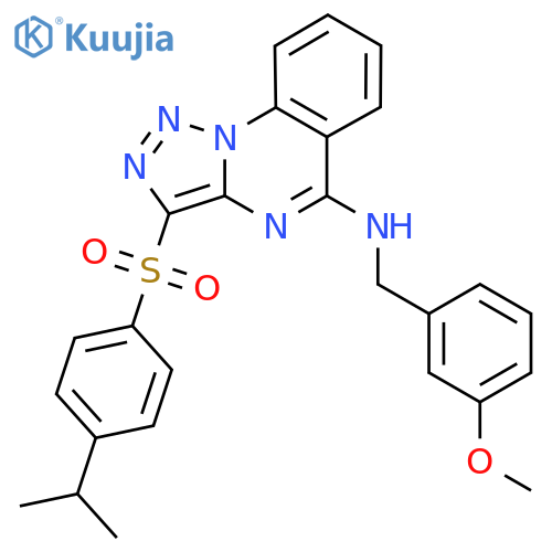 N-(3-methoxyphenyl)methyl-3-4-(propan-2-yl)benzenesulfonyl-1,2,3triazolo1,5-aquinazolin-5-amine structure