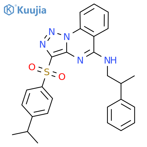 N-(2-phenylpropyl)-3-4-(propan-2-yl)benzenesulfonyl-1,2,3triazolo1,5-aquinazolin-5-amine structure